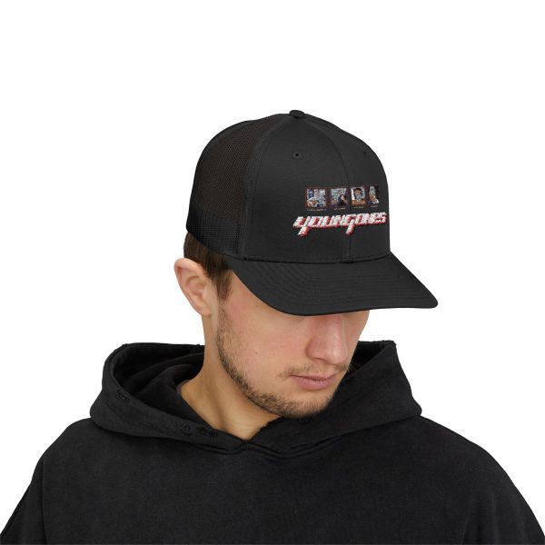 Stylish Snapback Trucker Cap with Unique 'Young' Design - Perfect for Summer Days, Festivals, Outdoor Adventures, and Casual Outfits - Image 4