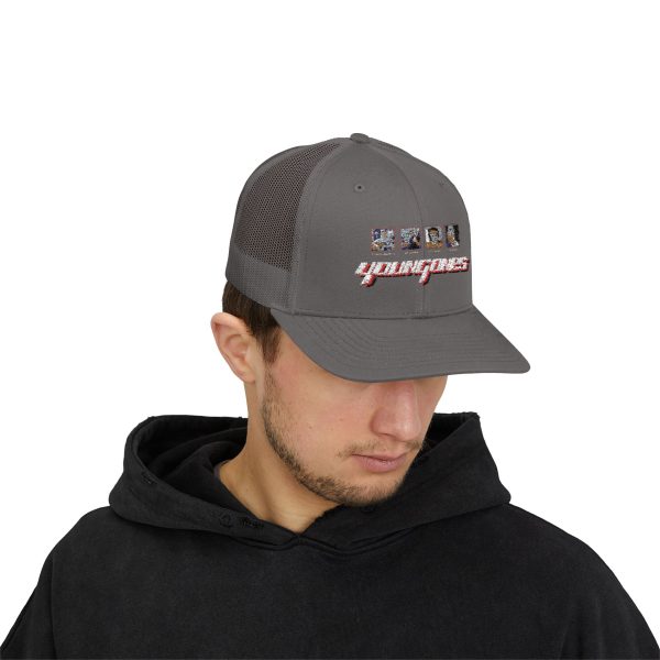 Stylish Snapback Trucker Cap with Unique 'Young' Design - Perfect for Summer Days, Festivals, Outdoor Adventures, and Casual Outfits - Image 2